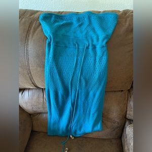 Sexy lined Guess strapless mini dress, blue XS